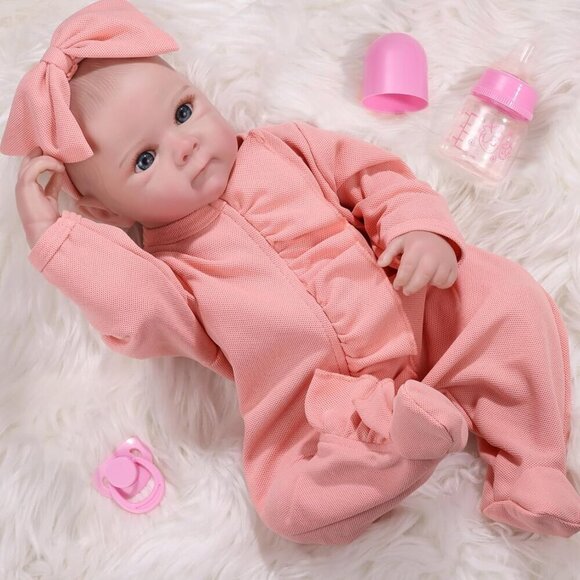 18-inch Toddlers Reborn Real Life Reborn Baby Doll Bottle Diaper Clothes - Picture 8 of 9